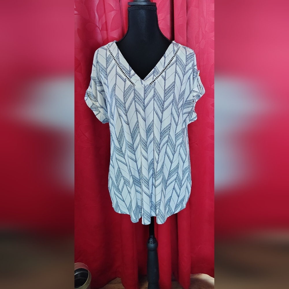 Elegant V-Neck Chevron Blouse